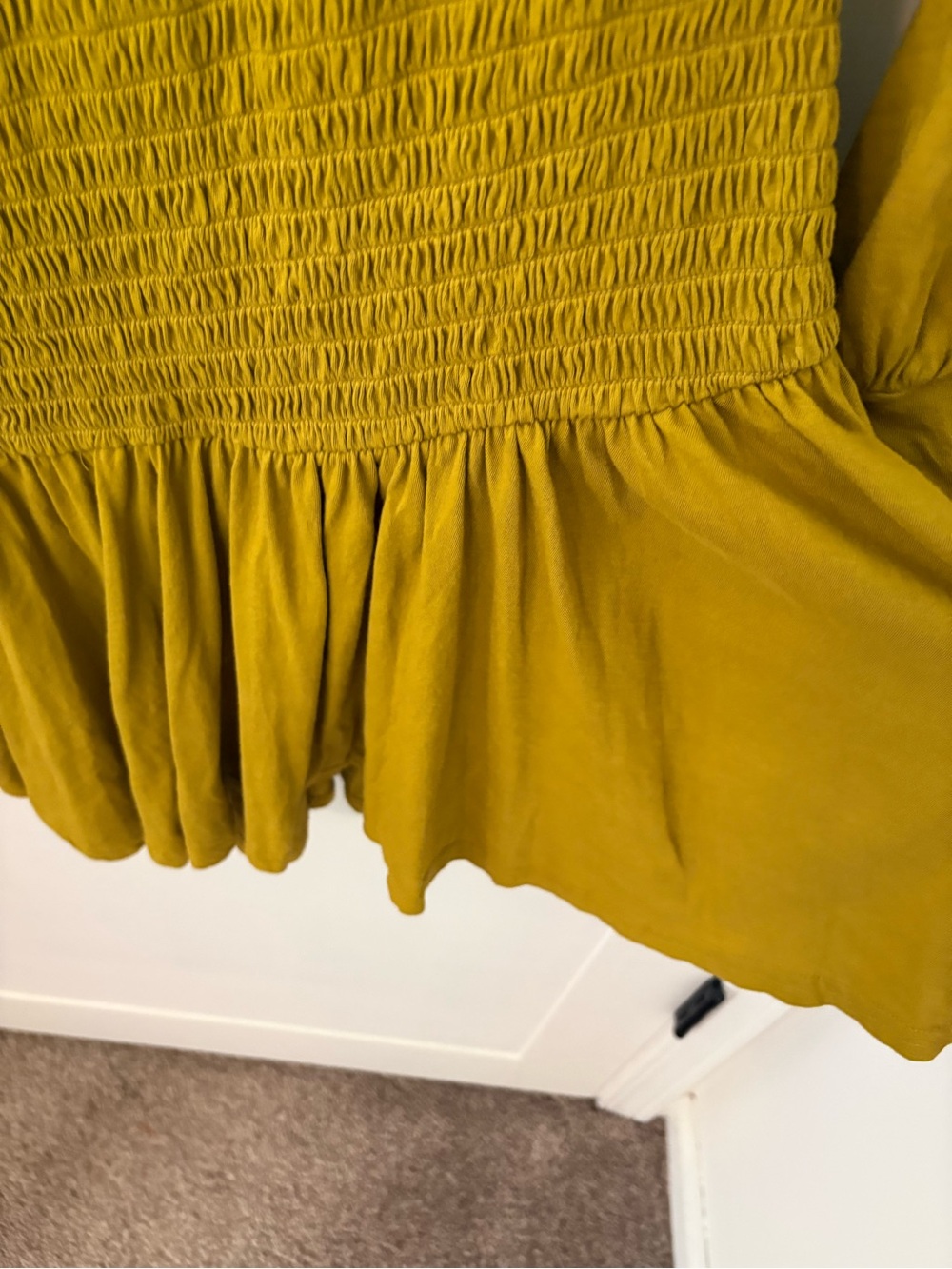 Free People Scorching Hot Mini Dress Chartreuse Off-Shoulder. Size Small. - Picture 6 of 10